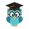 Scholarships.edcoe.org logo featuring a friendly cartoon owl adorned with a graduation cap and eyeglasses